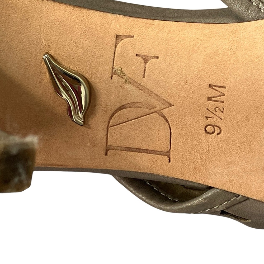 Diane VonFurstenberg Slingback Pointed‎ Toe Cutout Heels Size 9.5M Tan Leather - Picture 4 of 13